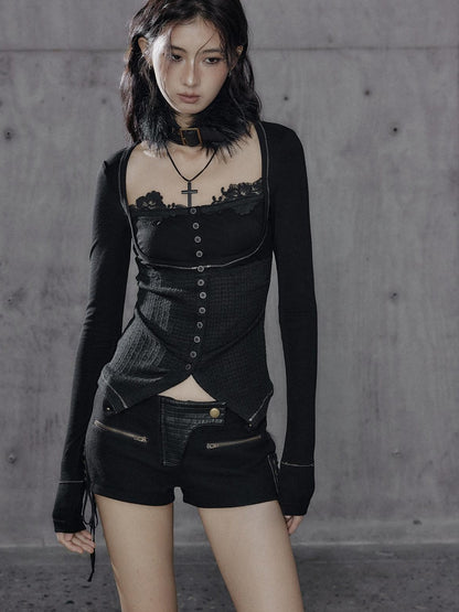 Low pixel Wool Blend Low Rise Straight Slim Sexy Zipper Casual Women Mini Shorts