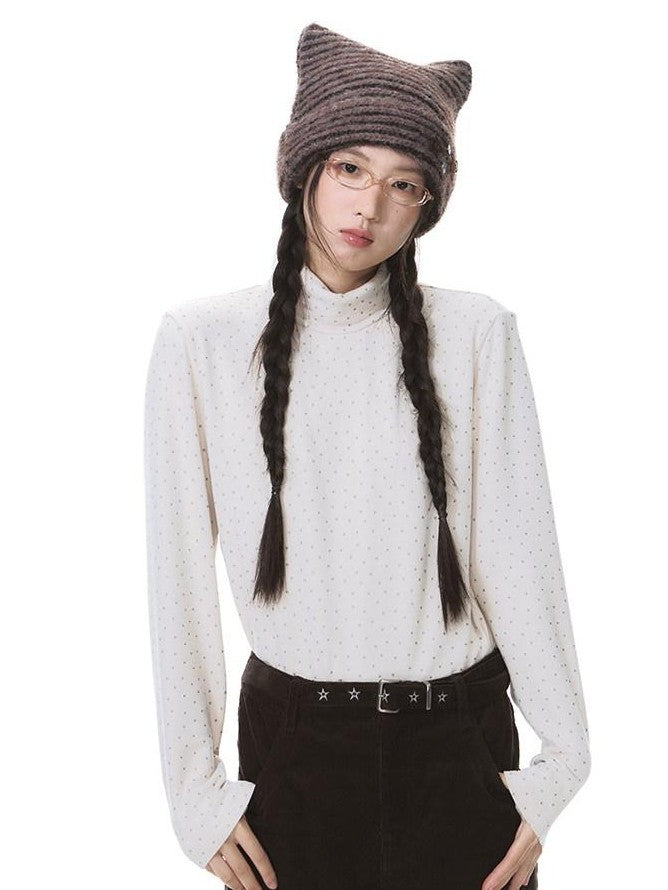 NAPSNAPS Star Print Brushed Fleece High Neck Women&