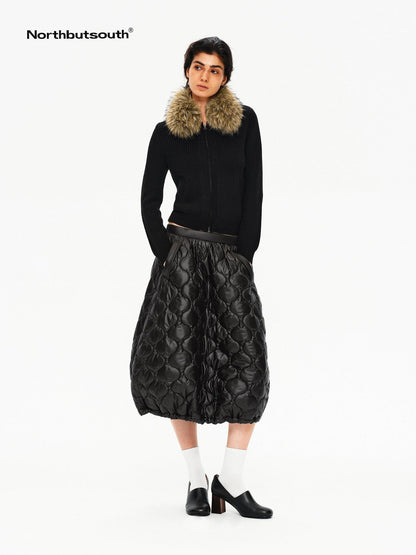 Northbutsouth Black And White Gourd Pattern Quilted Drawstring Hem Women&