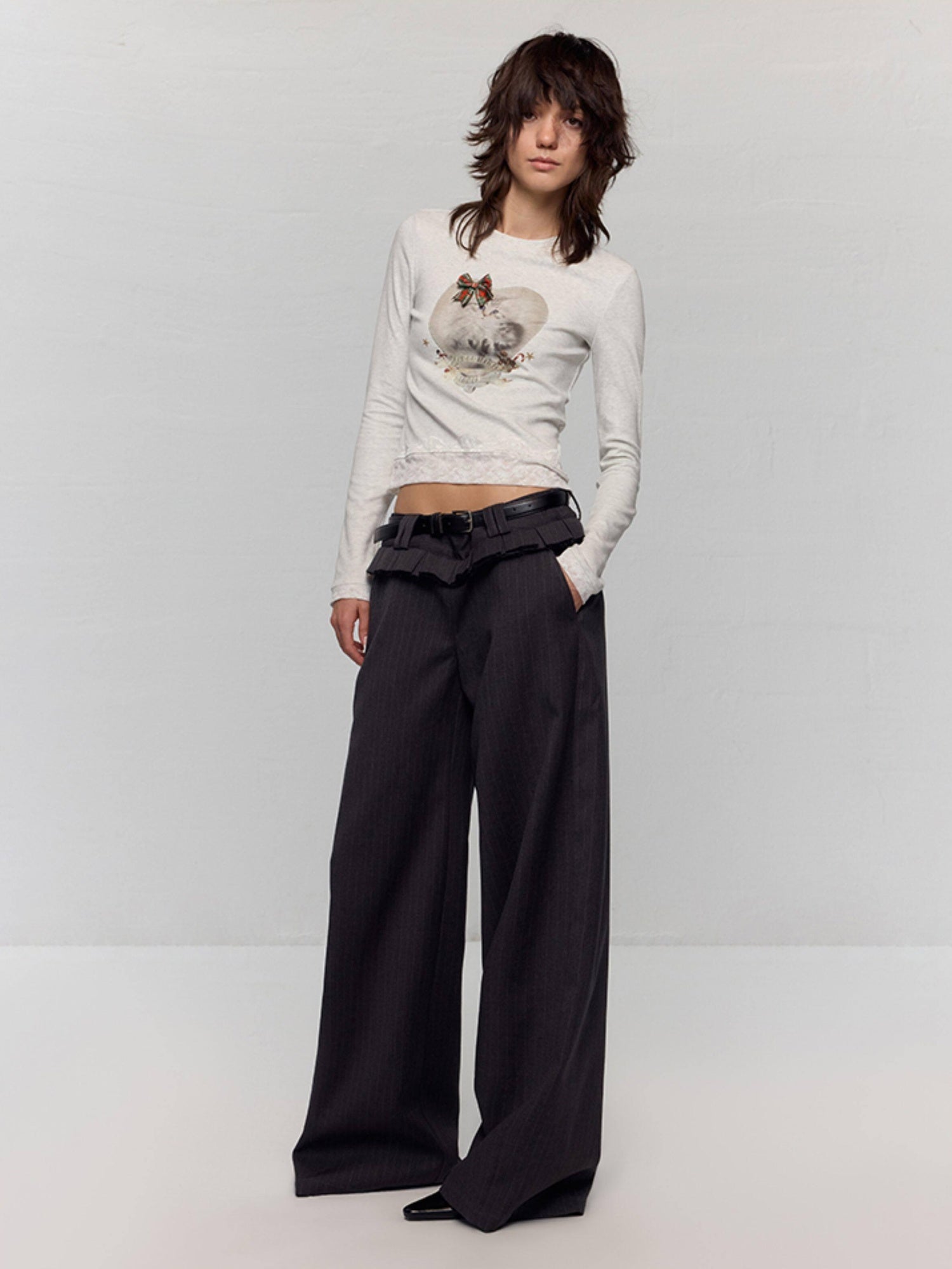 RUN TO THE FUTURE Original Low Waist Zip Fly Pocket Gray Womens Viscose Stretch Straight Pants
