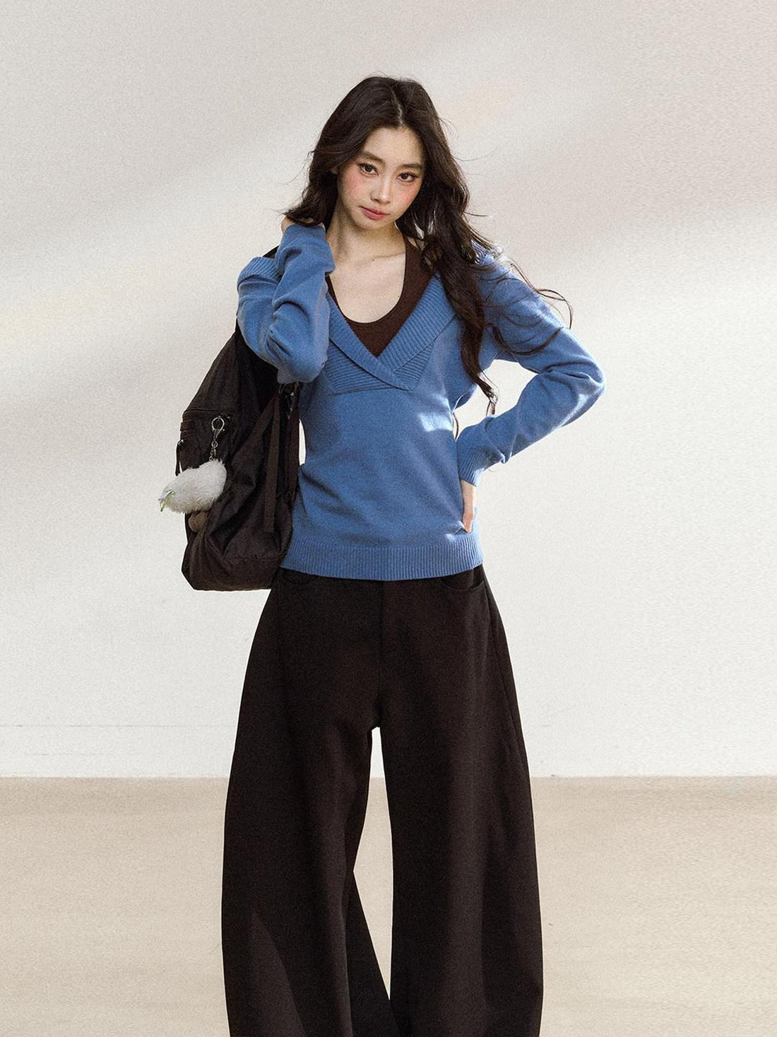 7Shiftin Soft Modal Acrylic Blend Casual V-neck Pullover Long Sleeve Women Knit Sweaters