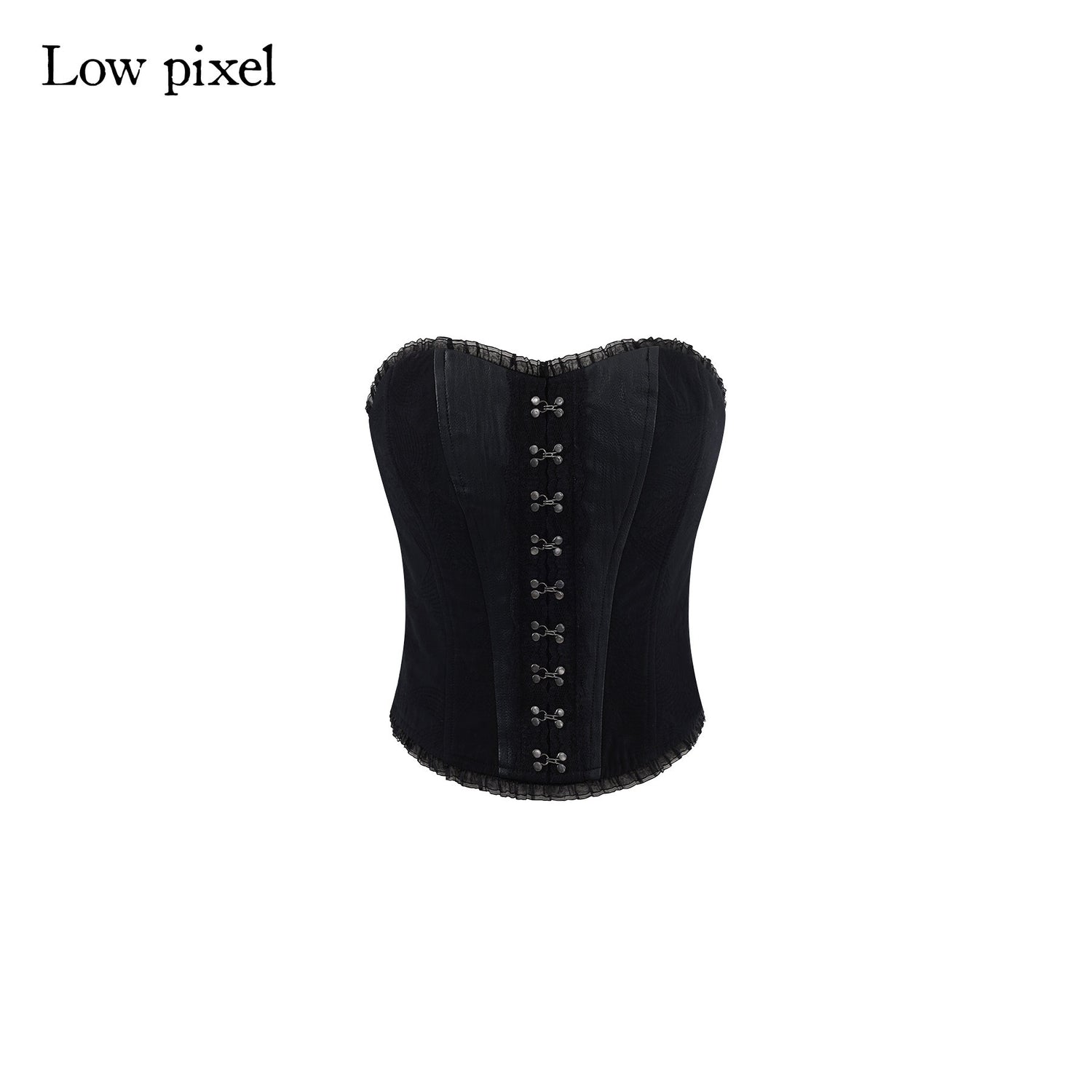 Low pixel Zipper Slim Fit Cotton Streetwear Black Short No Padding Tube Tops