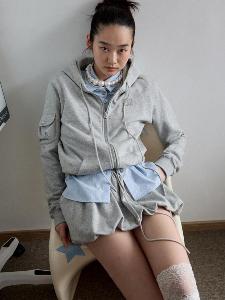 1JINN STUDIO 3d Pleated Hooded Women&