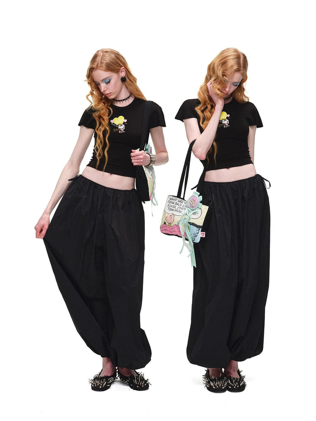 1JINN STUDIO Airy Solid Loose Oversized Lantern Cuffed Balloon Women&