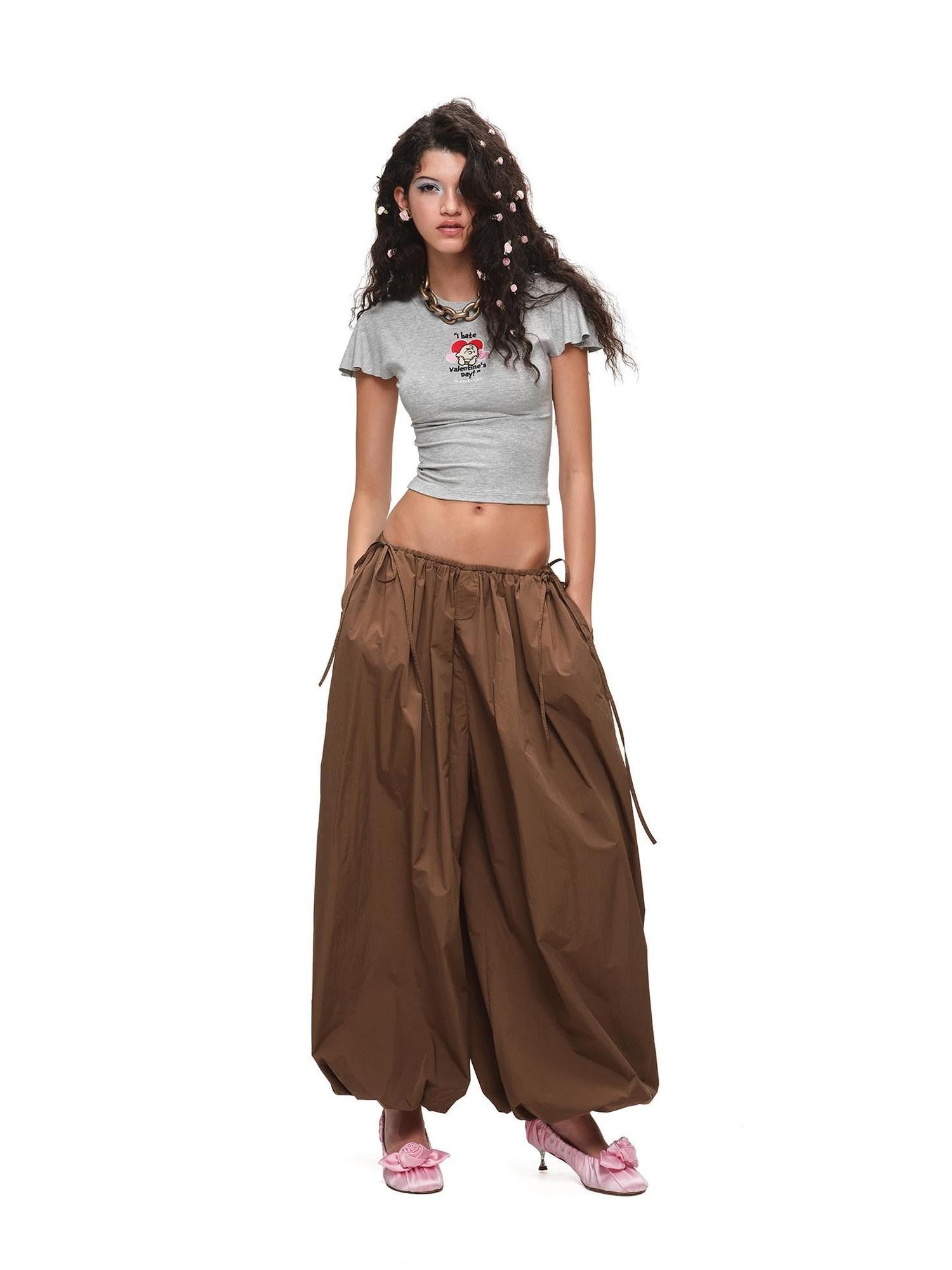 1JINN STUDIO Airy Solid Loose Oversized Lantern Cuffed Balloon Women&