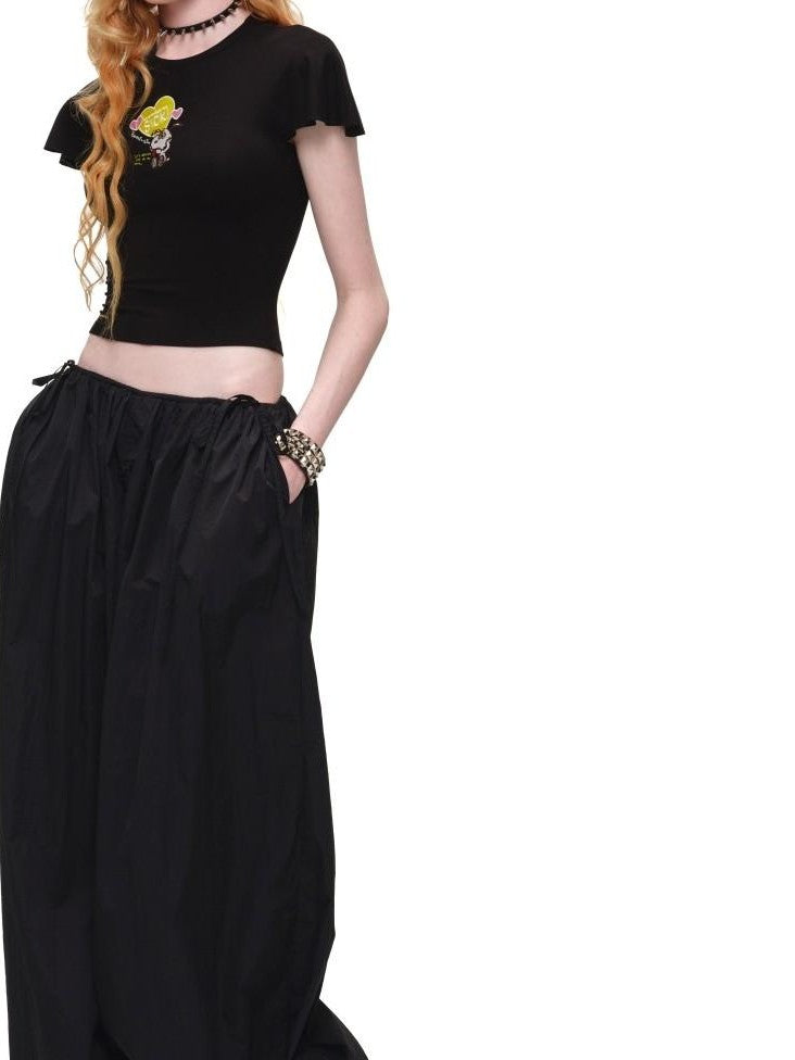 1JINN STUDIO Airy Solid Loose Oversized Lantern Cuffed Balloon Women&