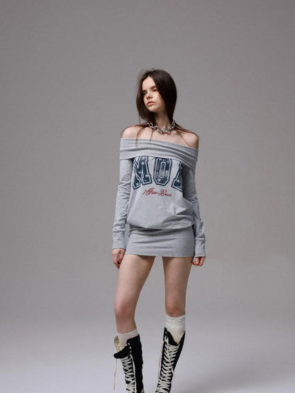 1JINN STUDIO American Letter Print Bodycon Long Sleeve Women&