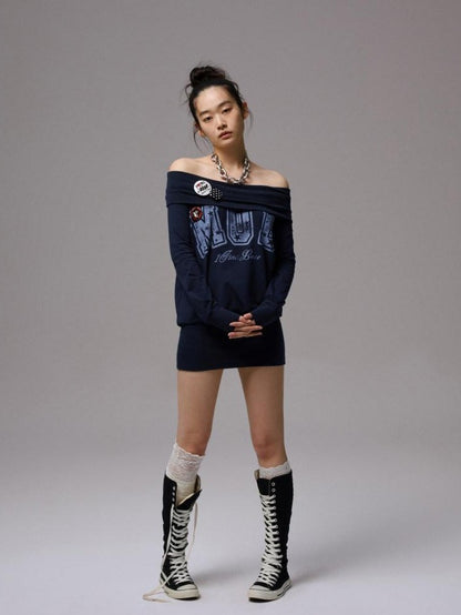 1JINN STUDIO American Letter Print Bodycon Long Sleeve Women&