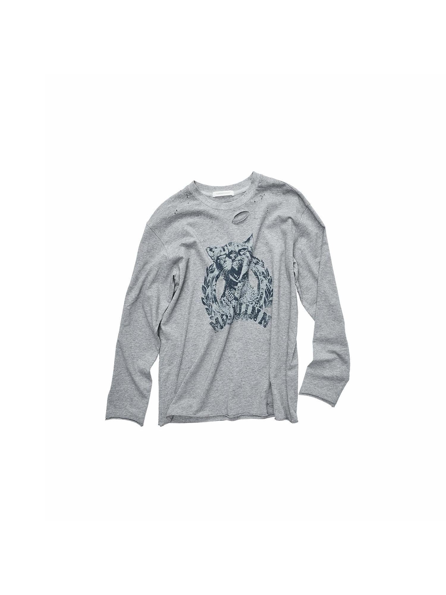 1JINN STUDIO American Vintage Cat Print Washed Distressed Women&