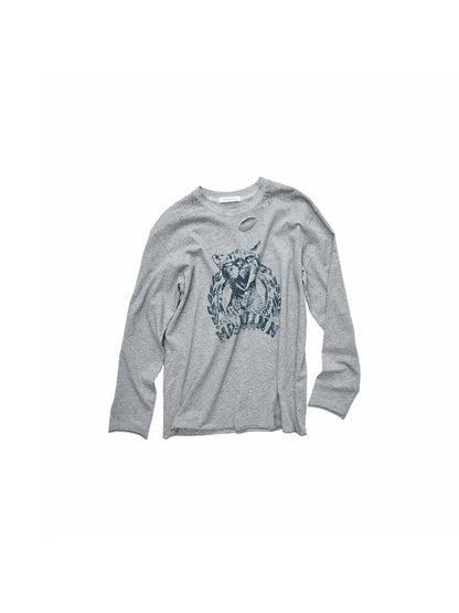 1JINN STUDIO American Vintage Cat Print Washed Distressed Women&