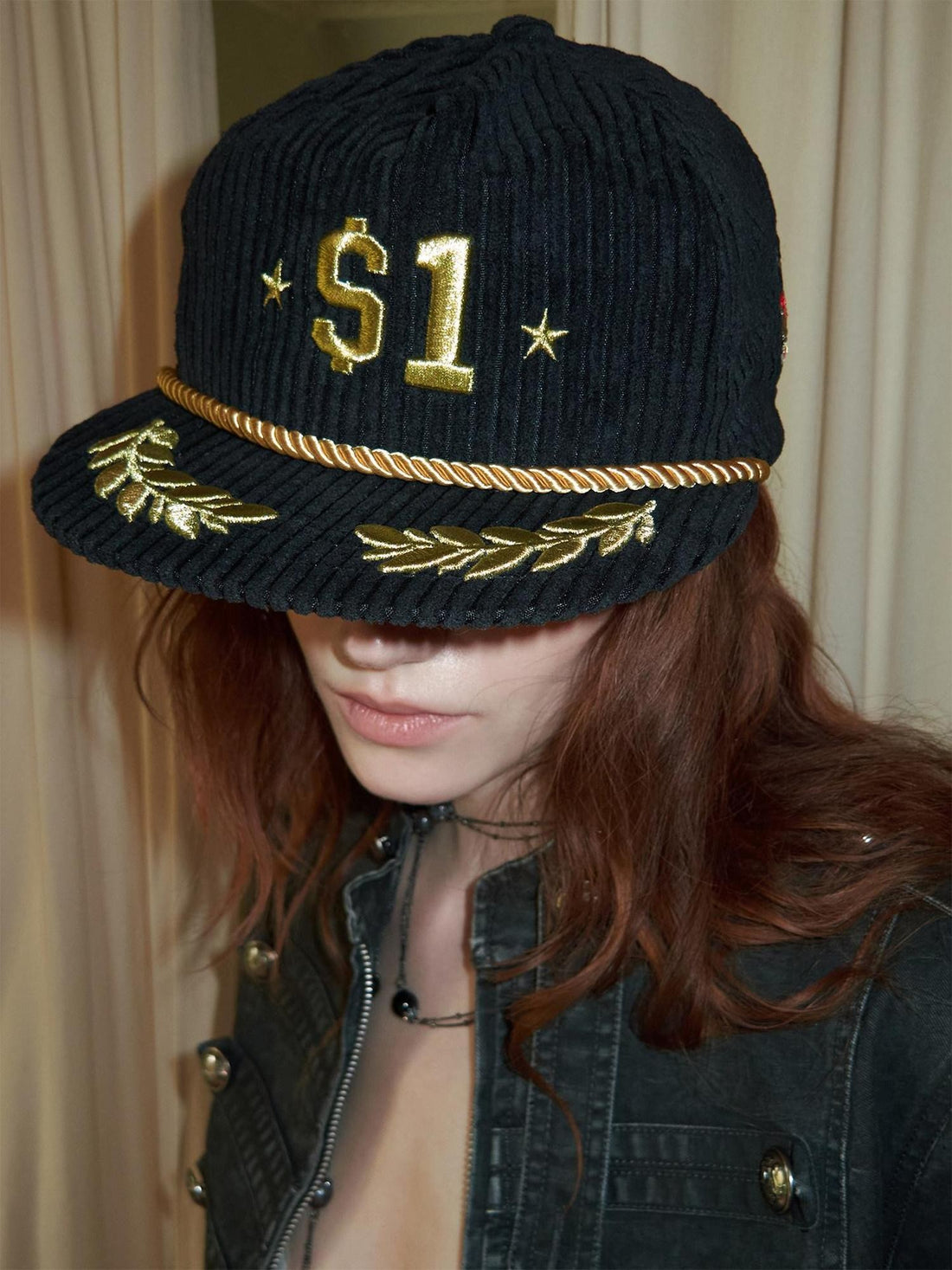 1JINN STUDIO American Vintage Embroidered Flat Brim Trucker Women&