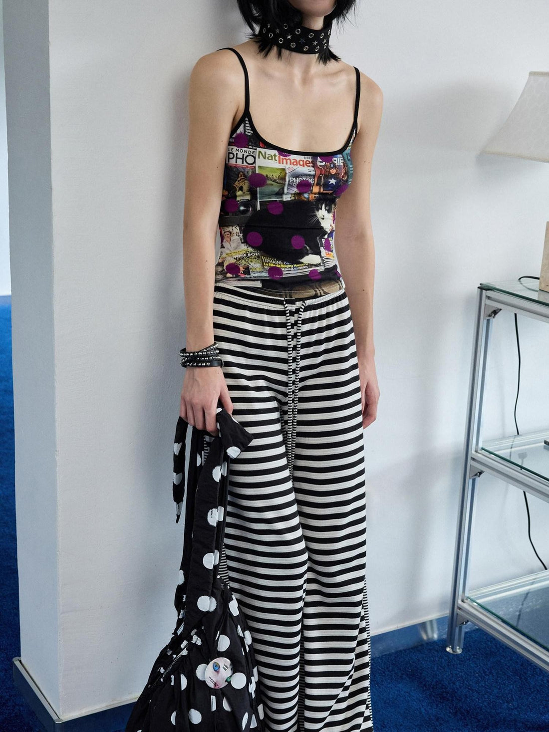 1JINN STUDIO Animal Print Polka Dot Slimming Sleeveless Cropped Women&
