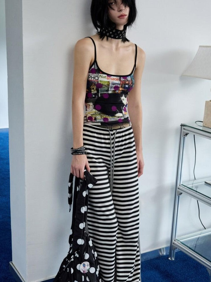 1JINN STUDIO Animal Print Polka Dot Slimming Sleeveless Cropped Women&