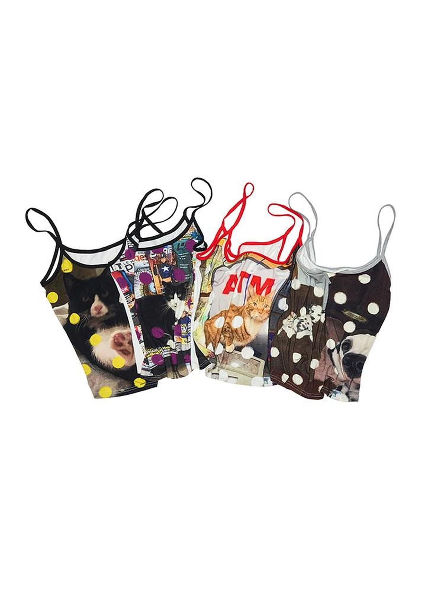 1JINN STUDIO Animal Print Polka Dot Slimming Sleeveless Cropped Women&