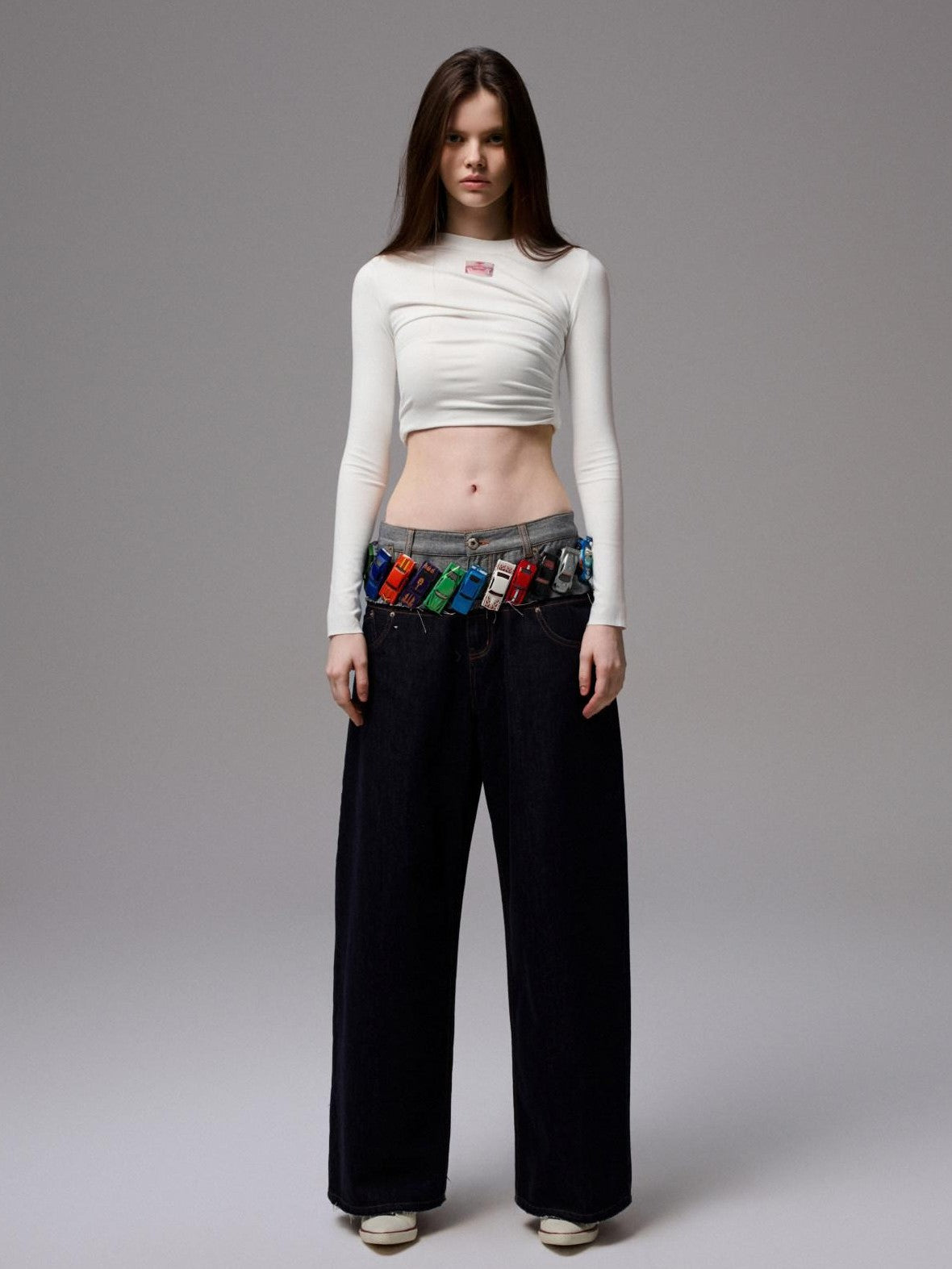 1JINN STUDIO Asymmetric Pleated Crewneck Slimming Women&