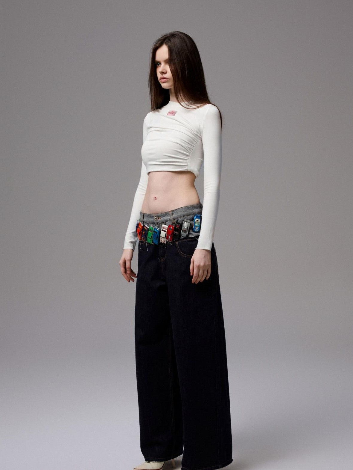 1JINN STUDIO Asymmetric Pleated Crewneck Slimming Women&
