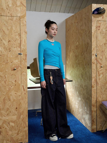 1JINN STUDIO Asymmetric Pleated Crewneck Slimming Women&