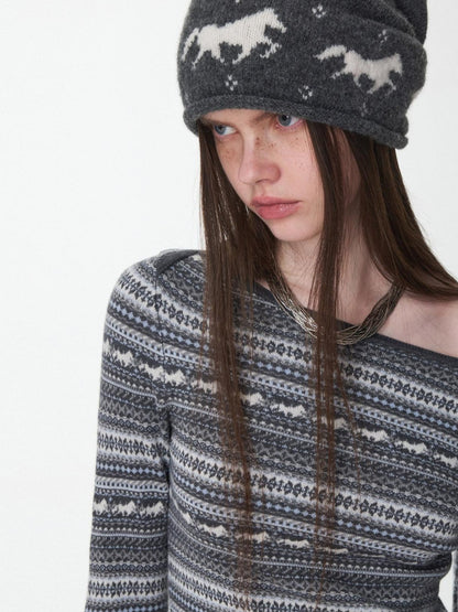 1JINN STUDIO Asymmetrical Bardot Bodycon Women&