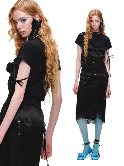1JINN STUDIO Asymmetrical Faux Layer Adjustable Strap Women&