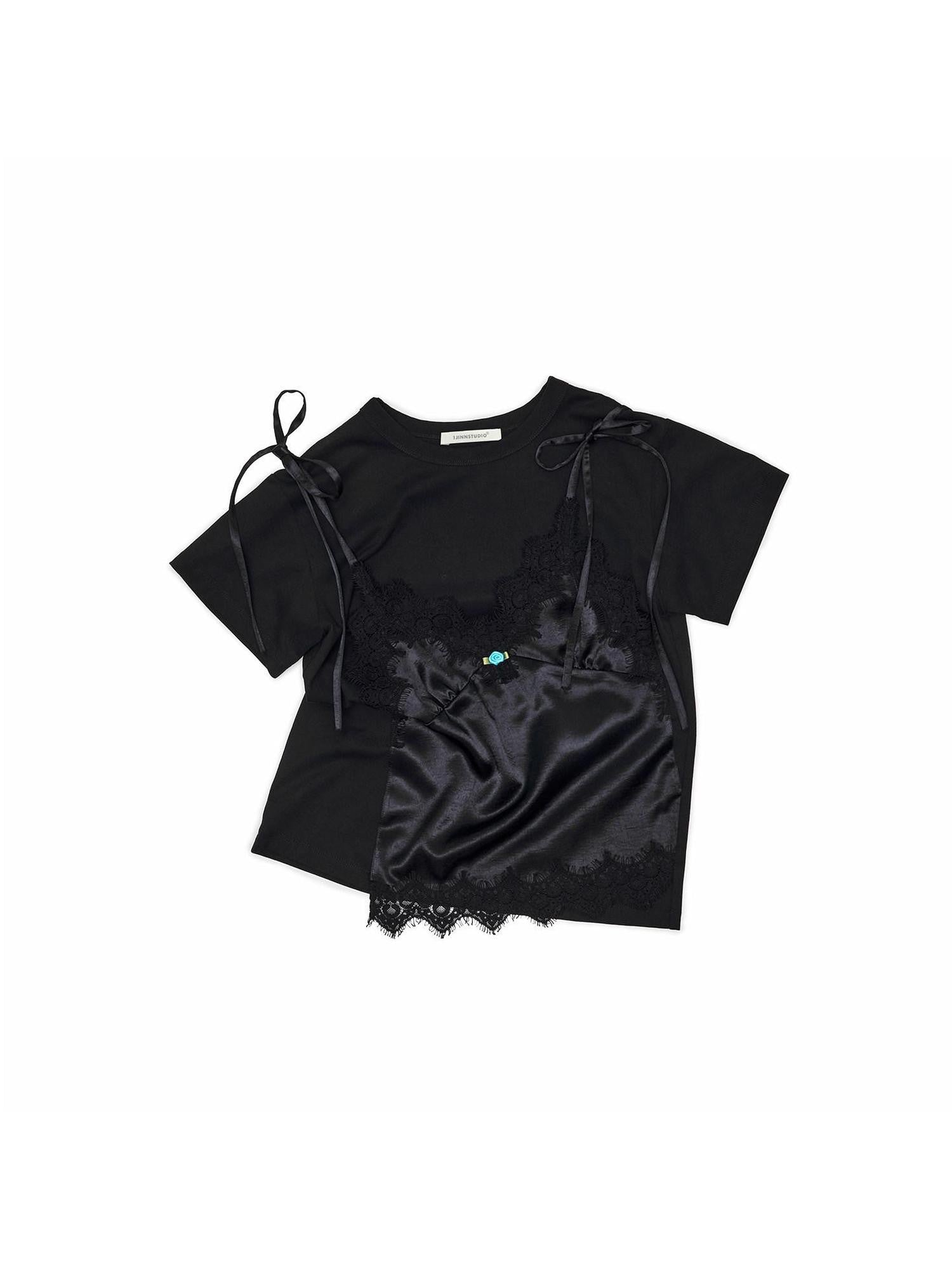 1JINN STUDIO Asymmetrical Faux Layer Adjustable Strap Women&