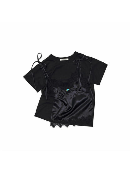 1JINN STUDIO Asymmetrical Faux Layer Adjustable Strap Women&