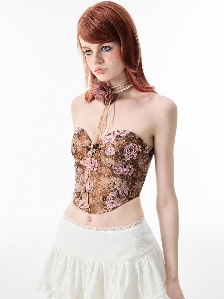 1JINN STUDIO Ballet Lace Trim Pleated Mid Waist Aline Women&
