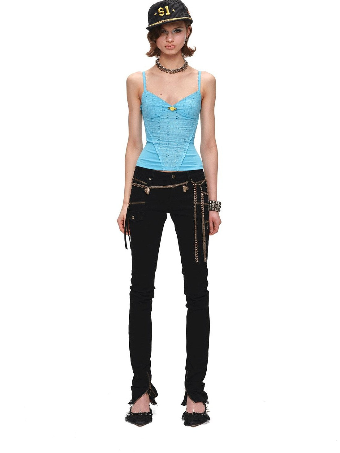 1JINN STUDIO Black Vintage Washed Zipper Low Rise Slimming Women&