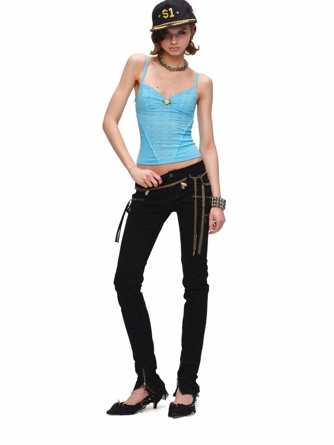 1JINN STUDIO Black Vintage Washed Zipper Low Rise Slimming Women&