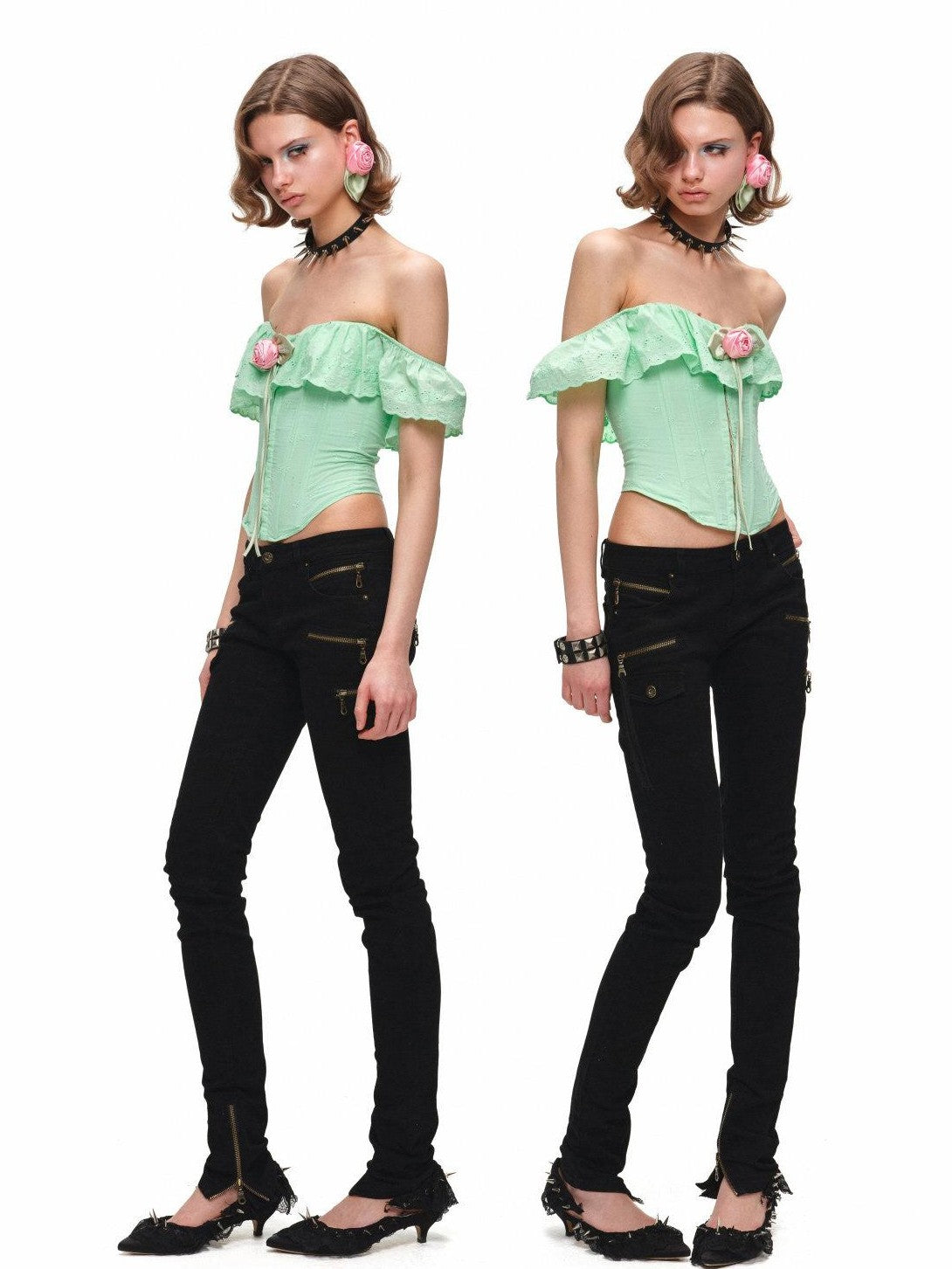 1JINN STUDIO Black Vintage Washed Zipper Low Rise Slimming Women&