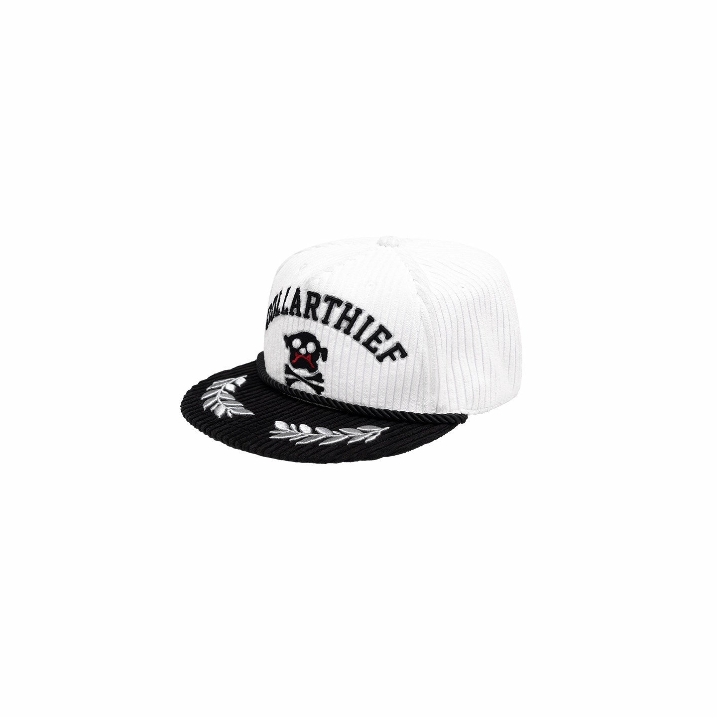 1JINN_STUDIO_Black_White_Embroidered_Flat_Brim_Women&
