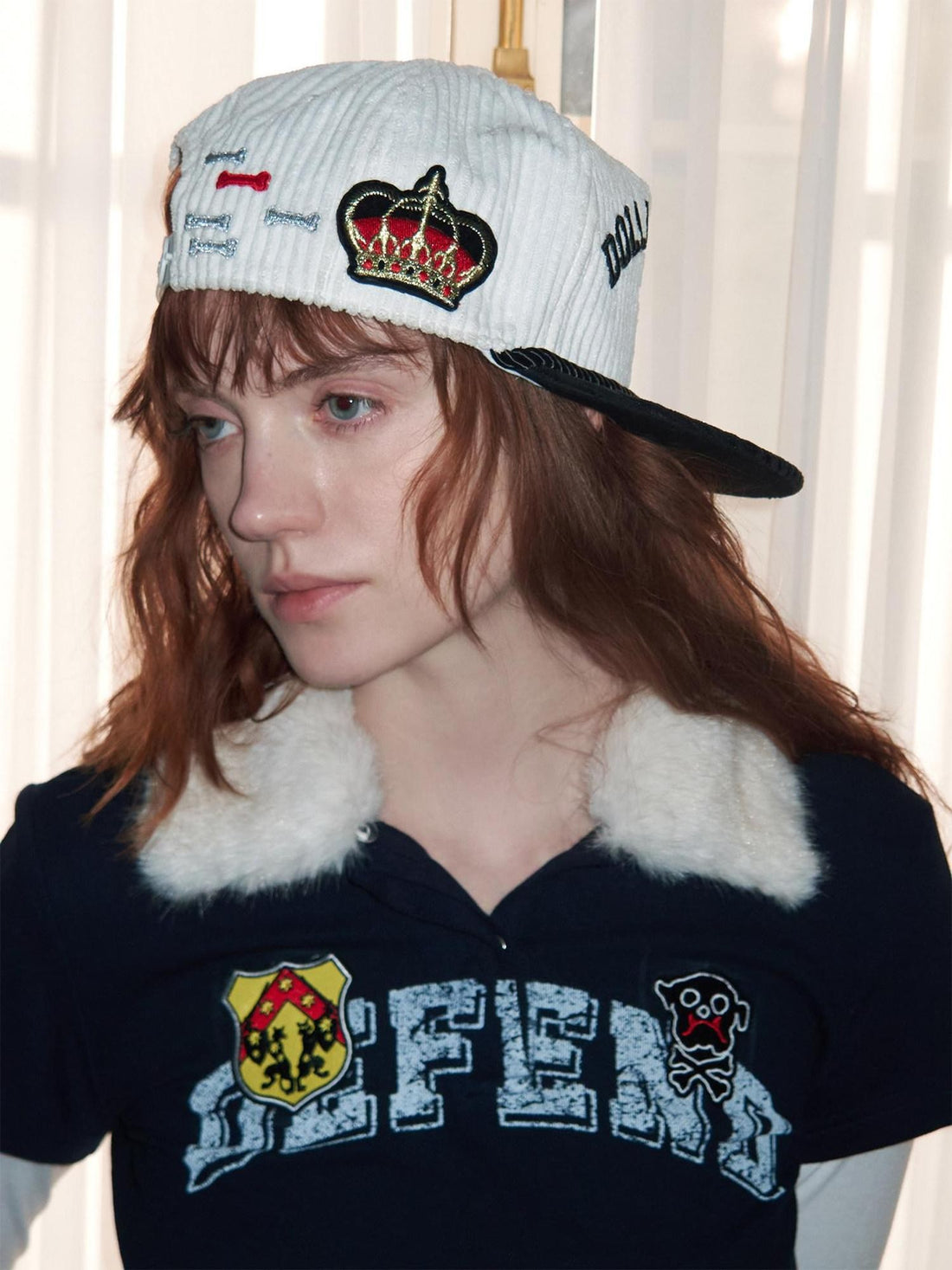 1JINN STUDIO Black White Embroidered Flat Brim Women&