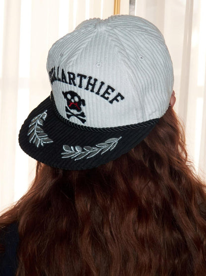 1JINN STUDIO Black White Embroidered Flat Brim Women&