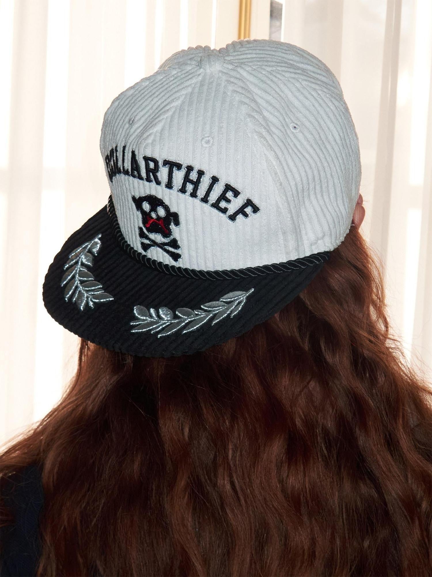 1JINN STUDIO Black White Embroidered Flat Brim Women&