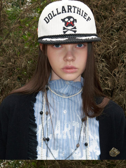 1JINN STUDIO Black White Embroidered Flat Brim Women&