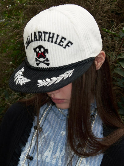 1JINN STUDIO Black White Embroidered Flat Brim Women&