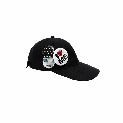 1JINN_STUDIO_Black_White_Polka_Dot_Animal_Print_Badge_Patch_Flat_Brim_Women&