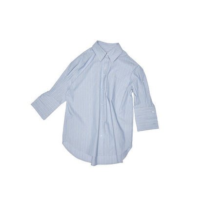 1JINN_STUDIO_Blue_Striped_Drop_Shoulder_Mid_Sleeve_Women&