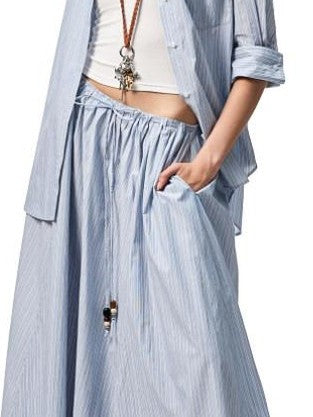 1JINN STUDIO Blue Striped Drop Shoulder Mid Sleeve Women&