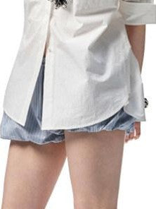 1JINN STUDIO Blue Striped Drop Shoulder Mid Sleeve Women&