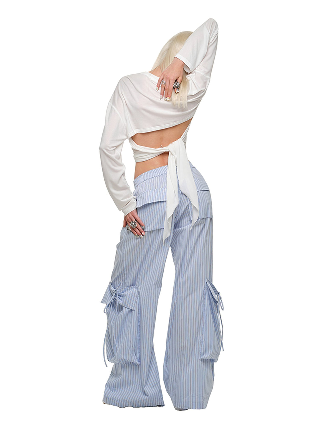 1JINN STUDIO Boxy Large Pocket Striped Jacquard Cargo Women&