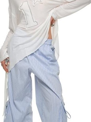 1JINN STUDIO Boxy Large Pocket Striped Jacquard Cargo Women&