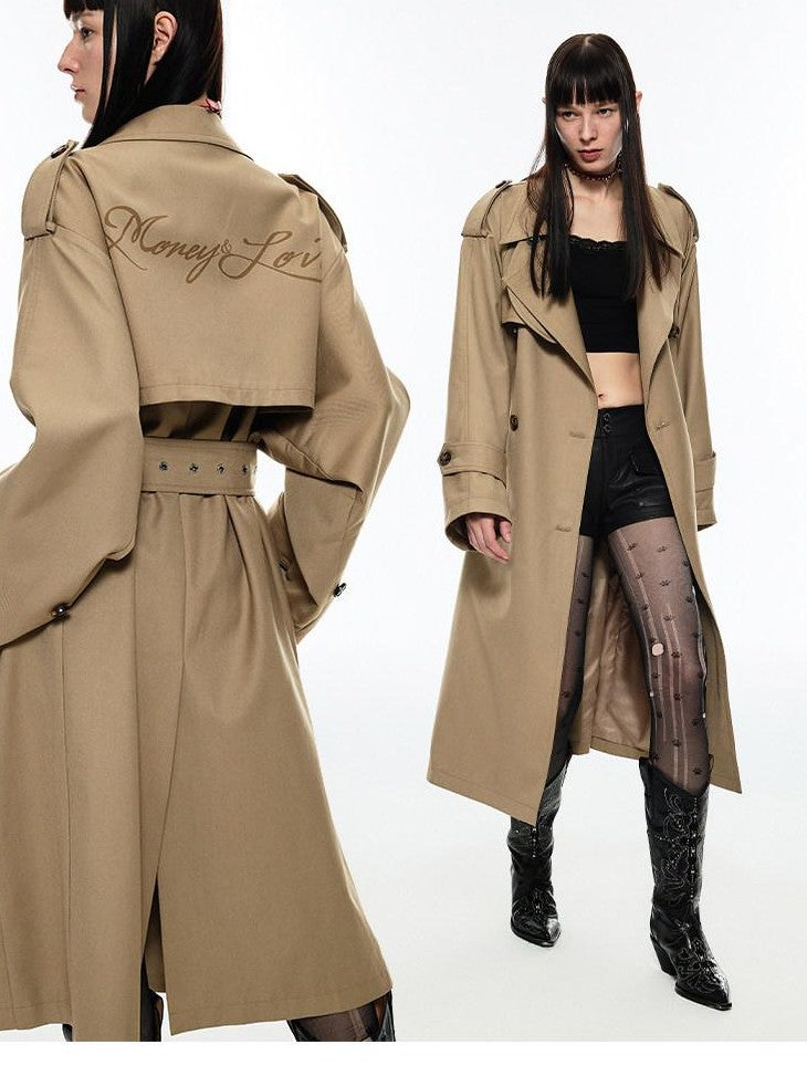 1JINN STUDIO British Large Lapel Double Breasted Belted Women&