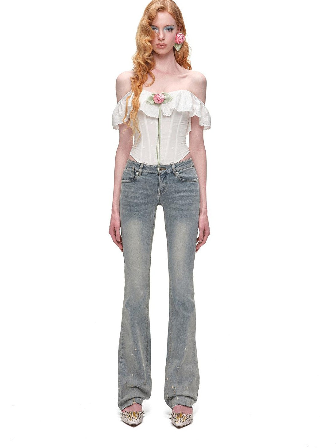 1JINN STUDIO Brushed Heavy Embroidery Ink Splatter Women&