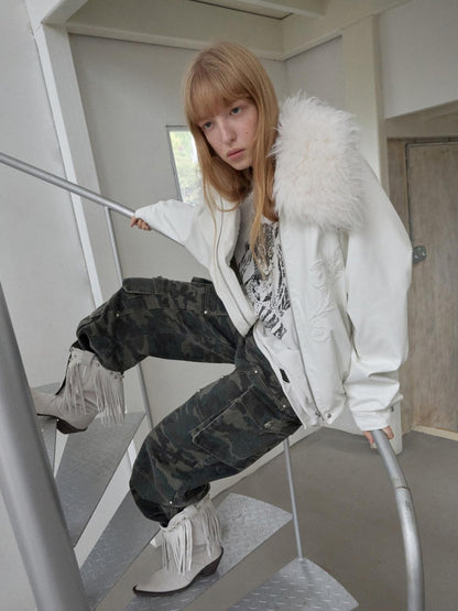 1JINN STUDIO Camo Vintage Washed Utility Multi Pocket Women&