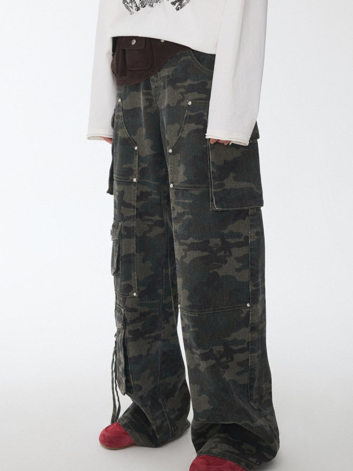 1JINN STUDIO Camo Vintage Washed Utility Multi Pocket Women&