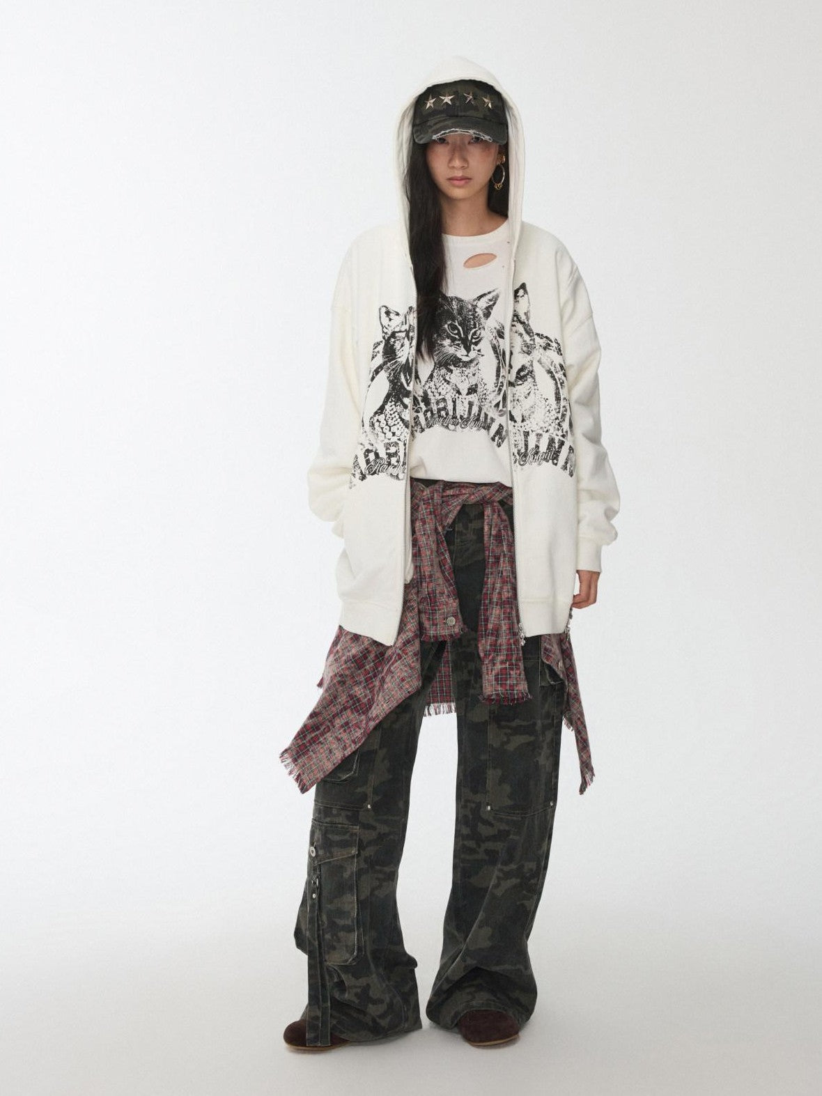 1JINN STUDIO Camo Vintage Washed Utility Multi Pocket Women&