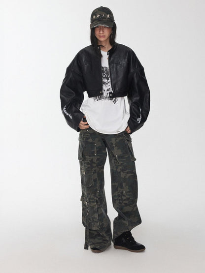 1JINN STUDIO Camo Vintage Washed Utility Multi Pocket Women&