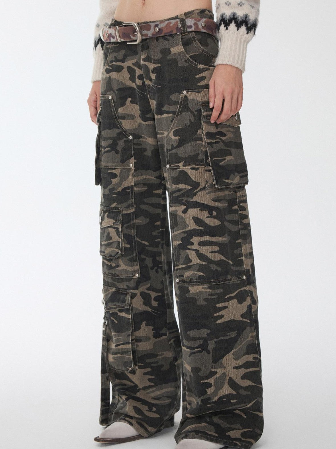1JINN STUDIO Camo Vintage Washed Utility Multi Pocket Women&