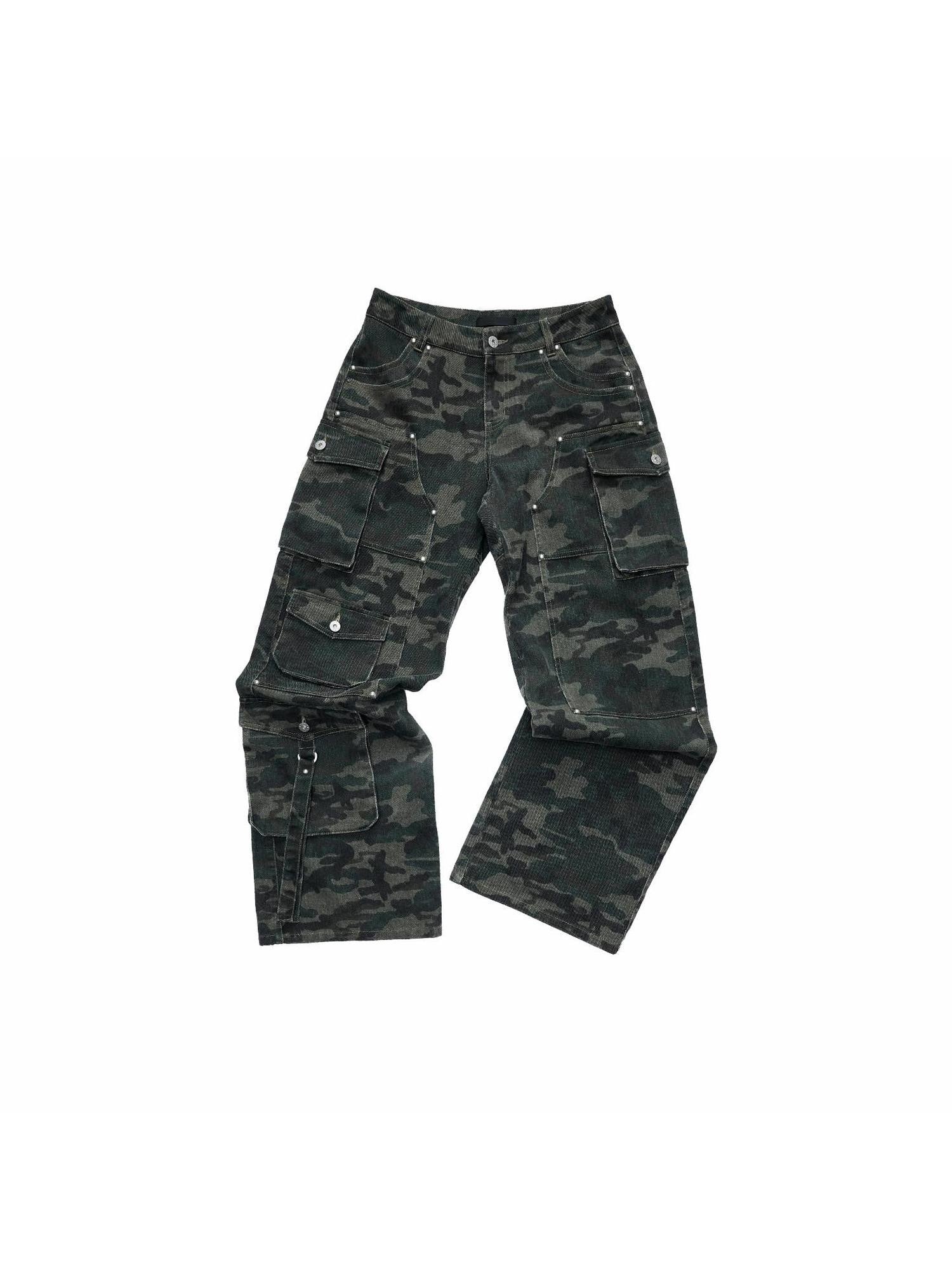 1JINN STUDIO Camo Vintage Washed Utility Multi Pocket Women&