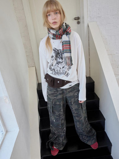 1JINN STUDIO Camo Vintage Washed Utility Multi Pocket Women&